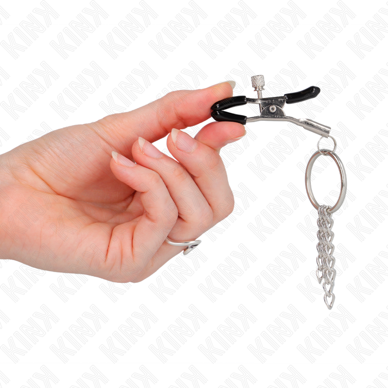 KINK - NIPPLE CLAMP O RING AND CHAIN SILVER 6 CM