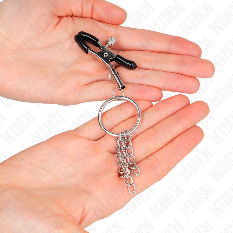 KINK - NIPPLE CLAMP O RING AND CHAIN SILVER 6 CM