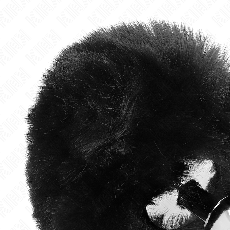 KINK - BOUCHON EN ACIER INOXYDABLE 7 x 3 CM AVEC QUEUE DE LAPIN EN FAUSSE FOURRURE NOIRE DE 8 CM