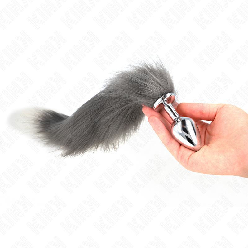 KINK - BUTT PLUG SIZE M 8 X 3.5 CM WITH SYNTHETIC TAIL 40 CM GREY AND WHITE