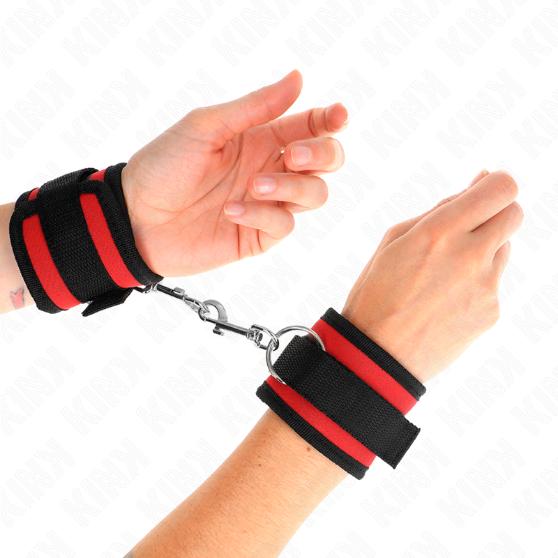 KINK - RED-BLACK NYLON HOOK&LOOP WRIST WRAP MODEL 2 ADJUSTABLE 18-35 CM X 6 CM