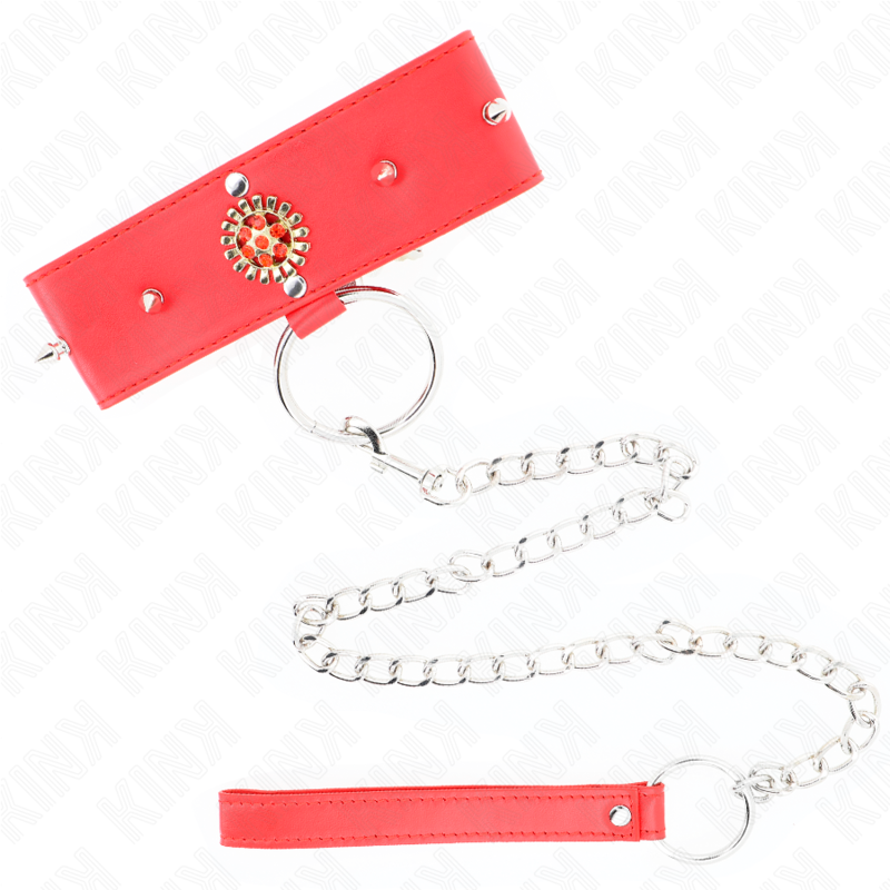 KINK - COLLIER DIAMANTS ROUGES AVEC CEINTURE AJUSTABLE 65 CM 35-51 CM X 7 CM