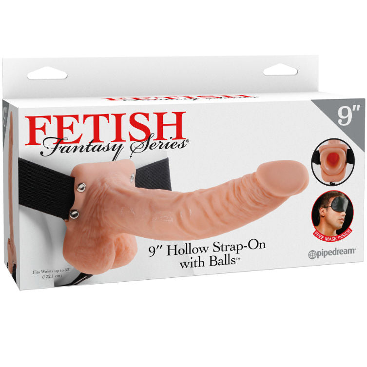 SÉRIE FETISH FANTASY - SÉRIE 9 Sangle creuse avec boules 22,9 cm chair