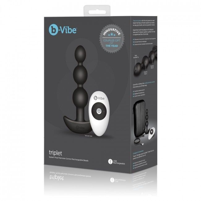 B-VIBE - TÉLÉCOMMANDE ANAL TRIPLET NOIR BILLES