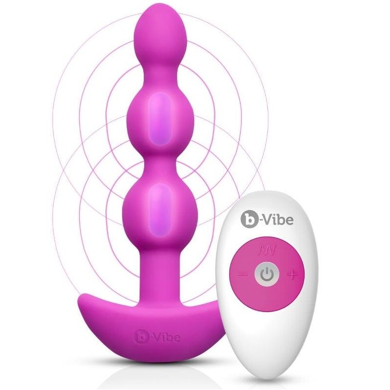 B-VIBE - TÉLÉCOMMANDE ANAL TRIPLET PERLES ROSE