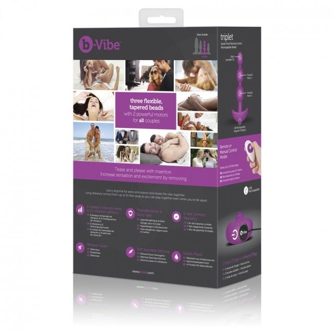 B-VIBE - TÉLÉCOMMANDE ANAL TRIPLET PERLES ROSE