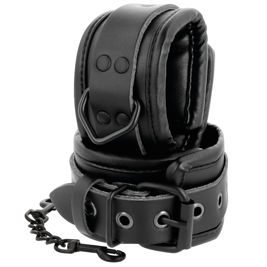 DARKNESS - BLACK LEATHER ADJUSTABLE ANKLE CUFFS