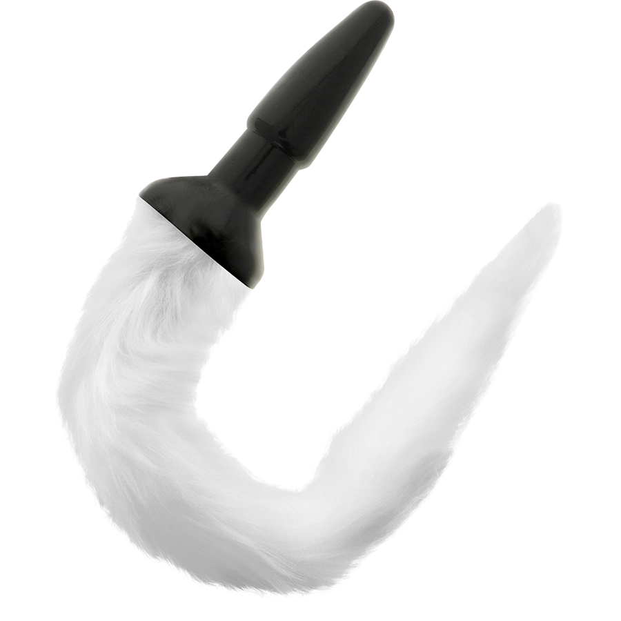 DARKNESS - SILICONE BUTT PLUG WITH WHITE TAIL