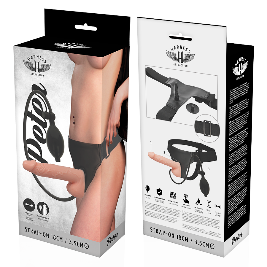 HARNAIS ATTRACTION - RNES PETER AVEC PÉNIS GONFLABLE 18 CM -OU- 3,5 CM