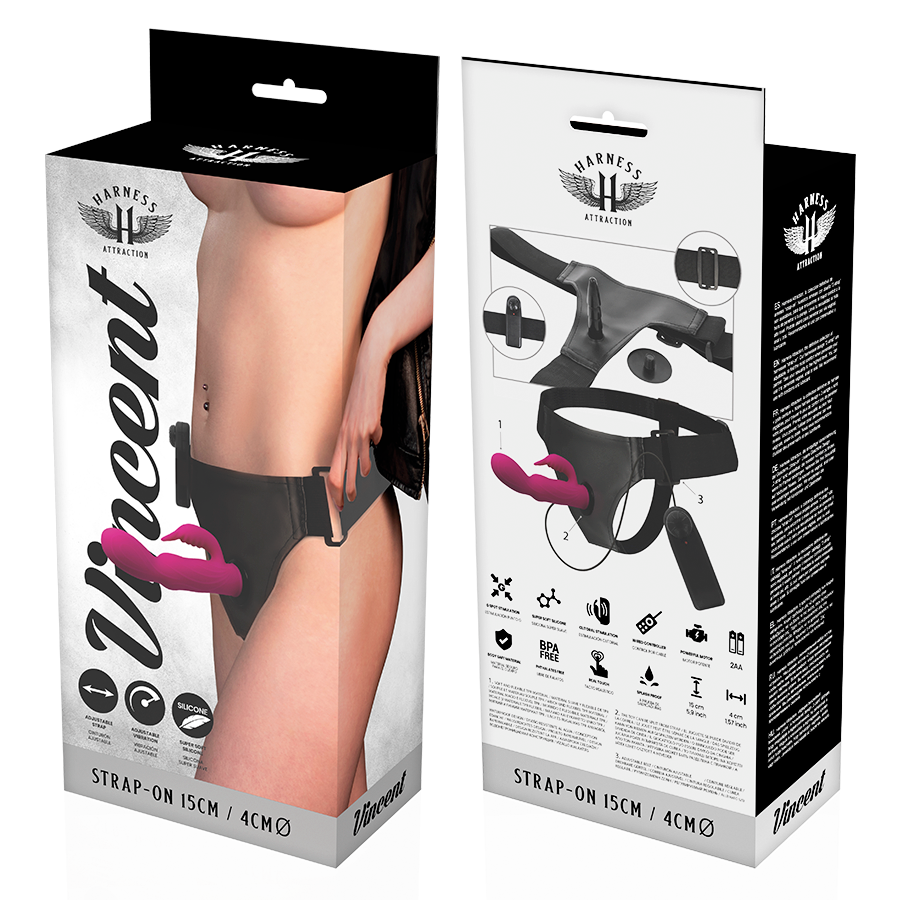 HARNAIS ATTRACTION - RNES VIBRATEUR LAPIN VINCENT 15 CM -OU- 4 CM