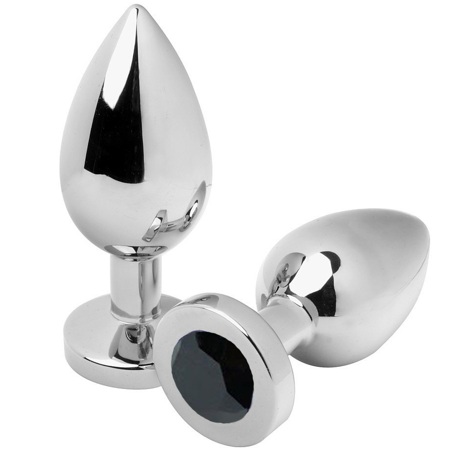 MÉTAL DUR - PLUG ANAL MOYEN DIAMANT NOIR 7.62CM