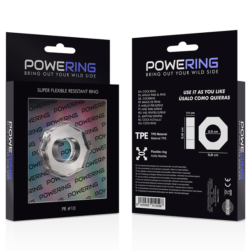 POWERING - SUPER FLEXIBLE AND RESISTANT COCK RING 5CM PR10 TRANSPARENT