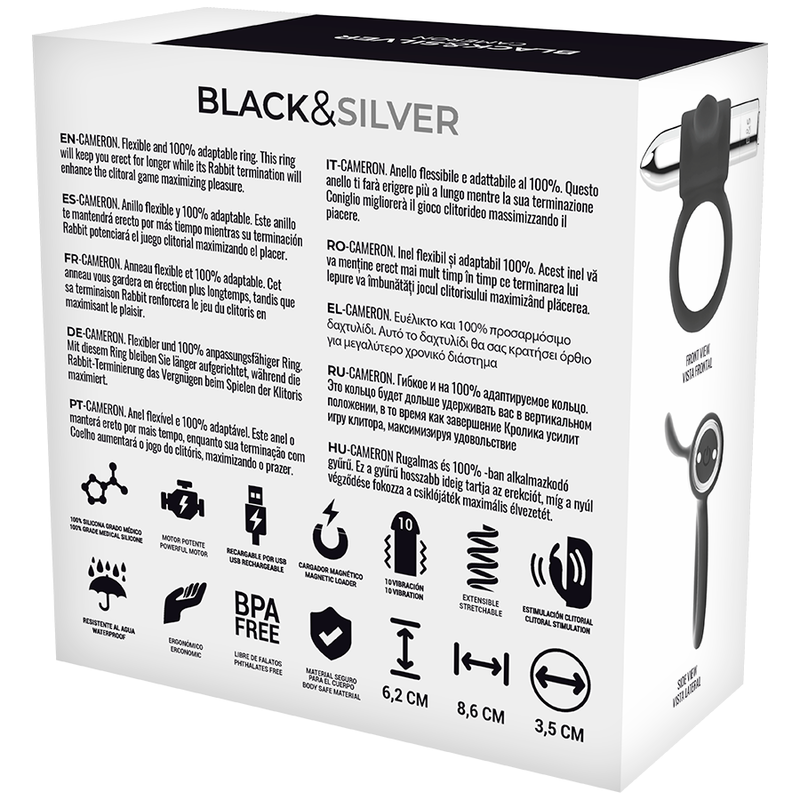 BLACK&SILVER - CAMERON SILVER RECHARGEABLE RING