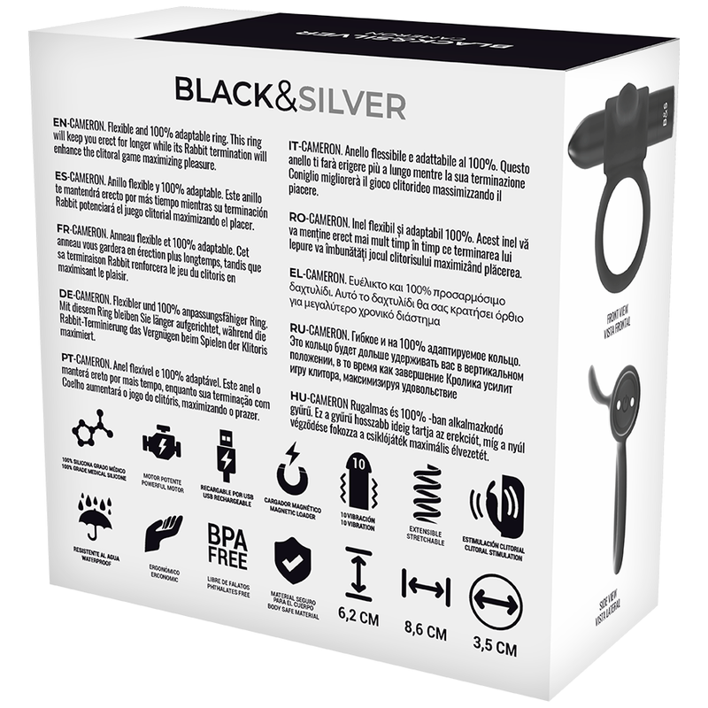 BLACK&amp;SILVER - COCKRING WATCH WITH CAMERONME REMOTE CONTROL