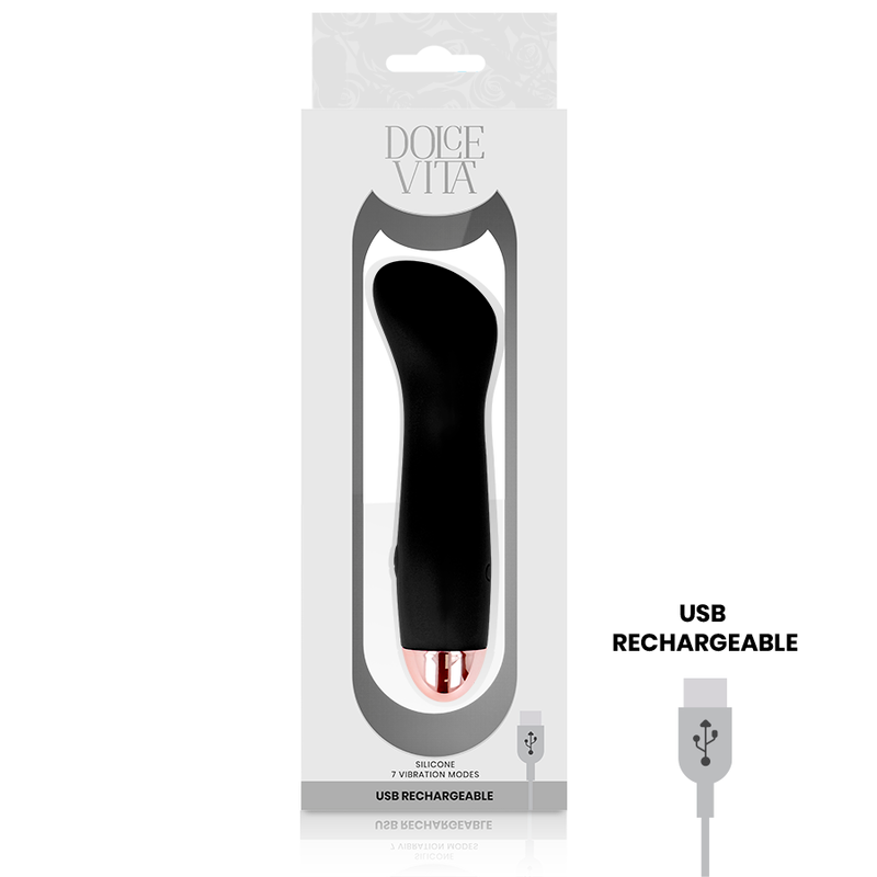 DOLCE VITA - ONE BLACK RECHARGEABLE VIBRATOR 10 SPEED