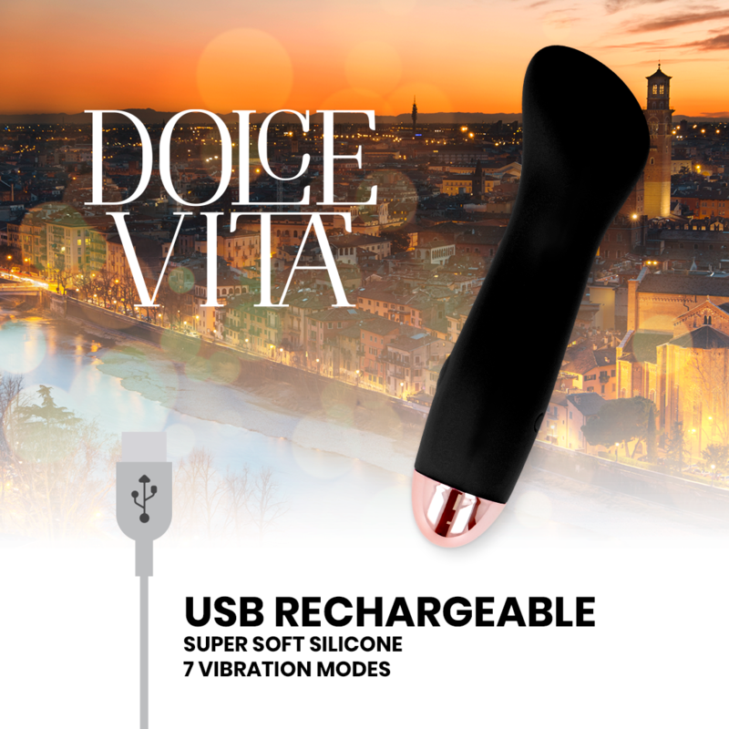 DOLCE VITA - ONE BLACK RECHARGEABLE VIBRATOR 10 SPEED