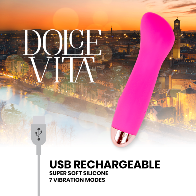 DOLCE VITA - ONE PINK RECHARGEABLE VIBRATOR 7 SPEED