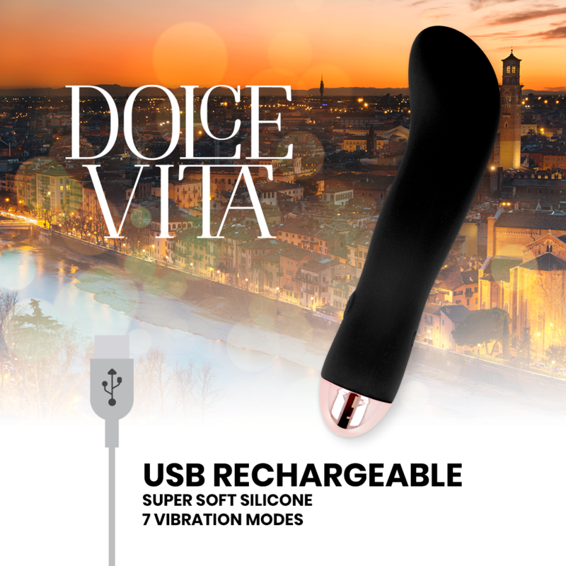 DOLCE VITA - RECHARGEABLE VIBRATOR TWO BLACK 7 SPEED