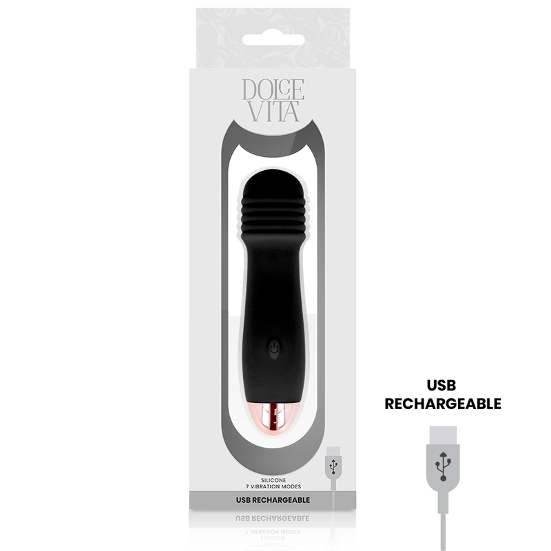 DOLCE VITA - TRE BLACK 7 SPEED RECHARGEABLE VIBRATOR