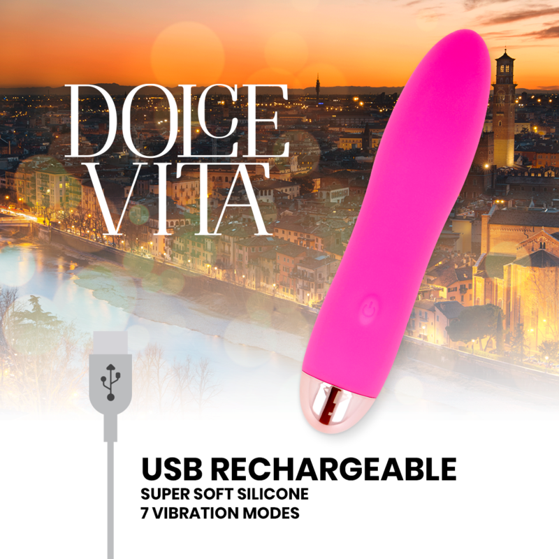 DOLCE VITA - VIBRATORE RICARICABILE QUATTRO ROSA 7 VELOCITÀ