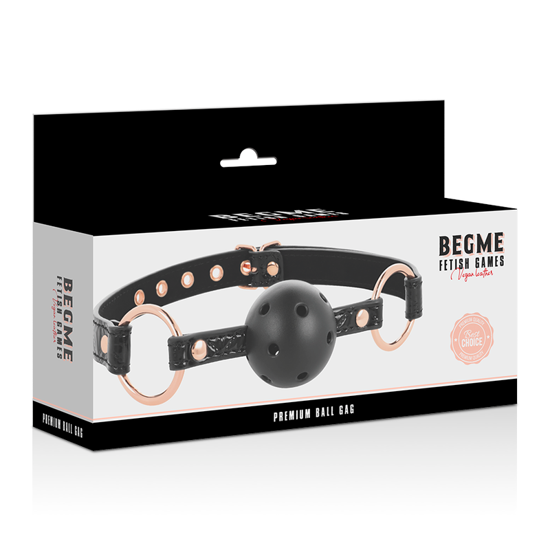 BEGME - BALL GAG VEGAN ÉDITION NOIRE EN CUIR