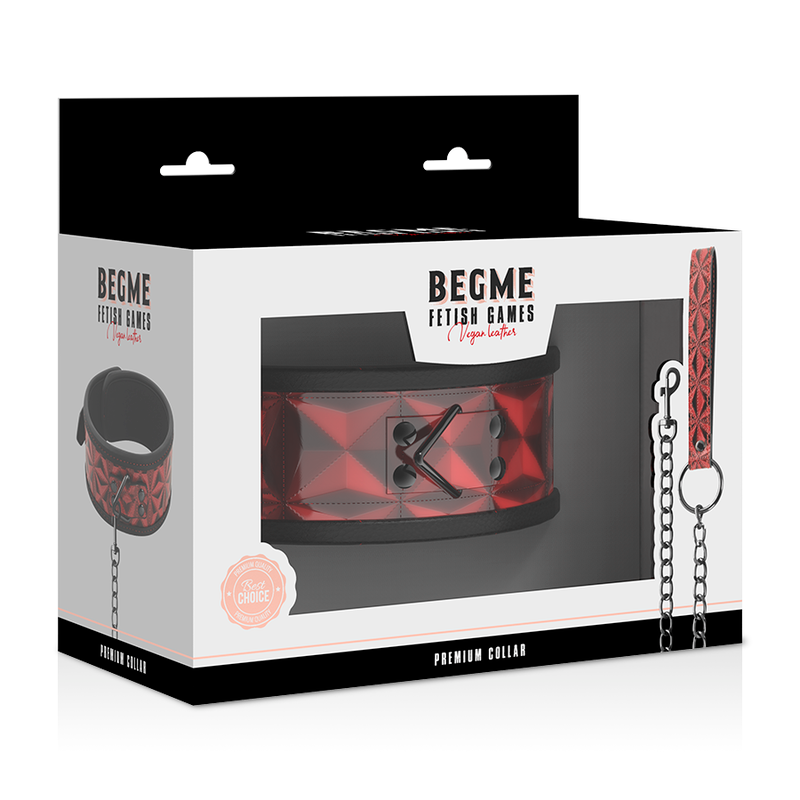 BEGME - PREMIUM RED EDITION VEGAN LEATHER COLLAR WITH NEOPRENE LINING