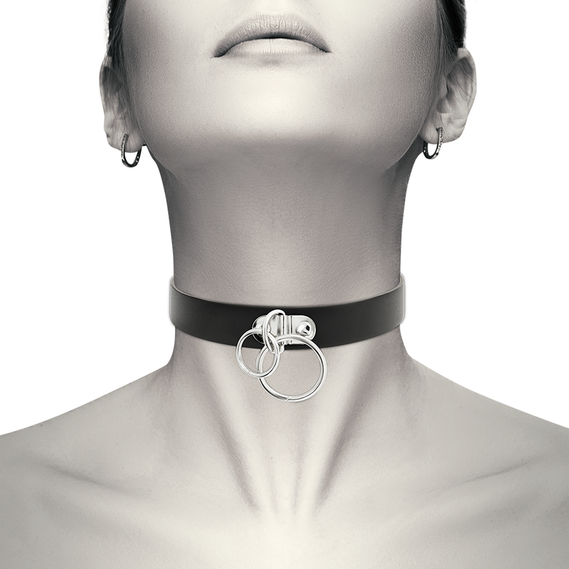 COQUETTE CHIC DESIRE - VEGAN LEATHER CHOKER WITH DOUBLE RING