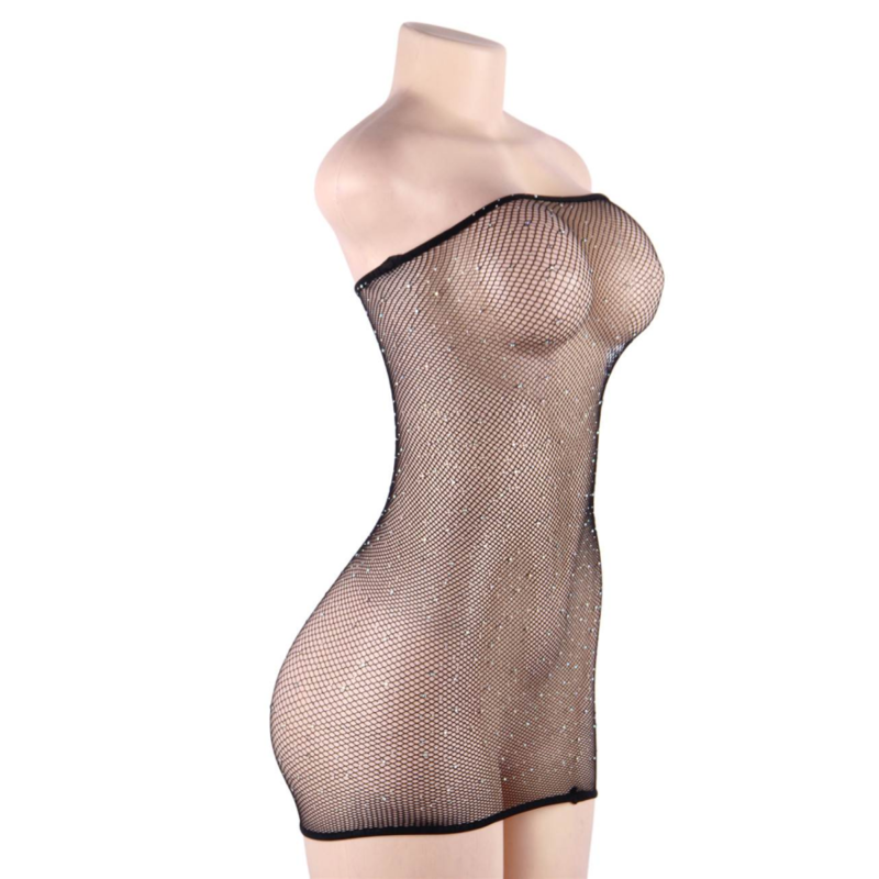 QUEEN LINGERIE - ABITO BODY A RETE CON DIAMANTI S/L