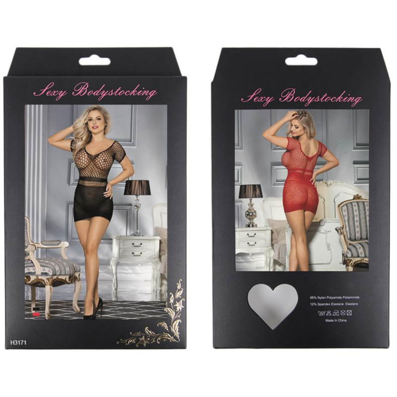 QUEEN LINGERIE - SHORT SLEEVE NET DRESS S/L