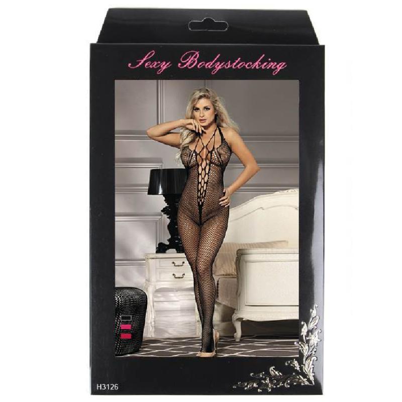 QUEEN LINGERIE - BODYSTOCKING CON SCOLLO ALLACQUA E SCHIENA APERTA S/L