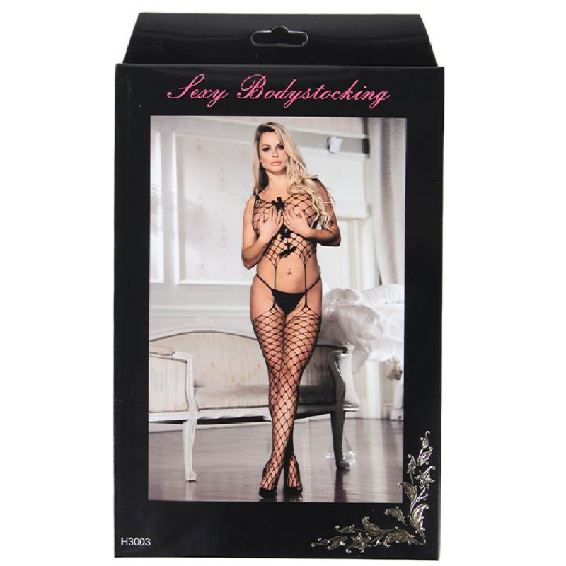 QUEEN LINGERIE - BODYSTOCKING A RETE CON LACCETTI S/L