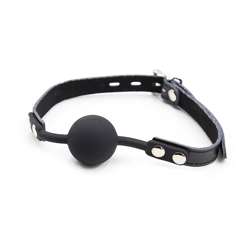 OHMAMA FETISH - SILICONE BALL GAG WITH LEATHER BELT (LOCK INCLUDED)