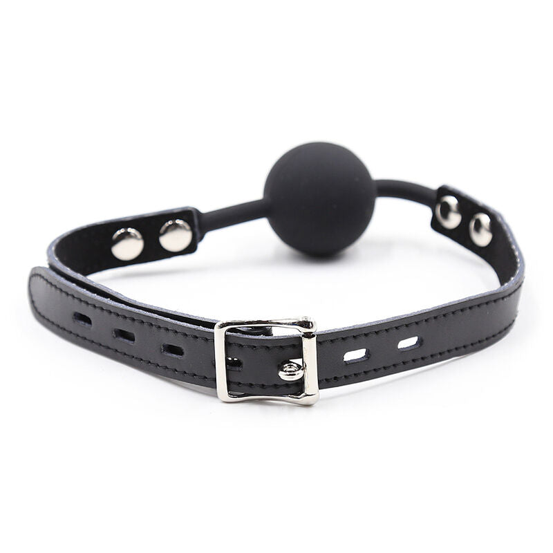 OHMAMA FETISH - SILICONE BALL GAG WITH LEATHER BELT (LOCK INCLUDED)