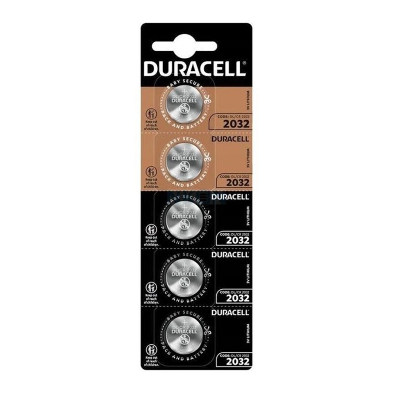 DURACELL - LITHIUM BUTTON BATTERY CR2032 3V 5 UNITS