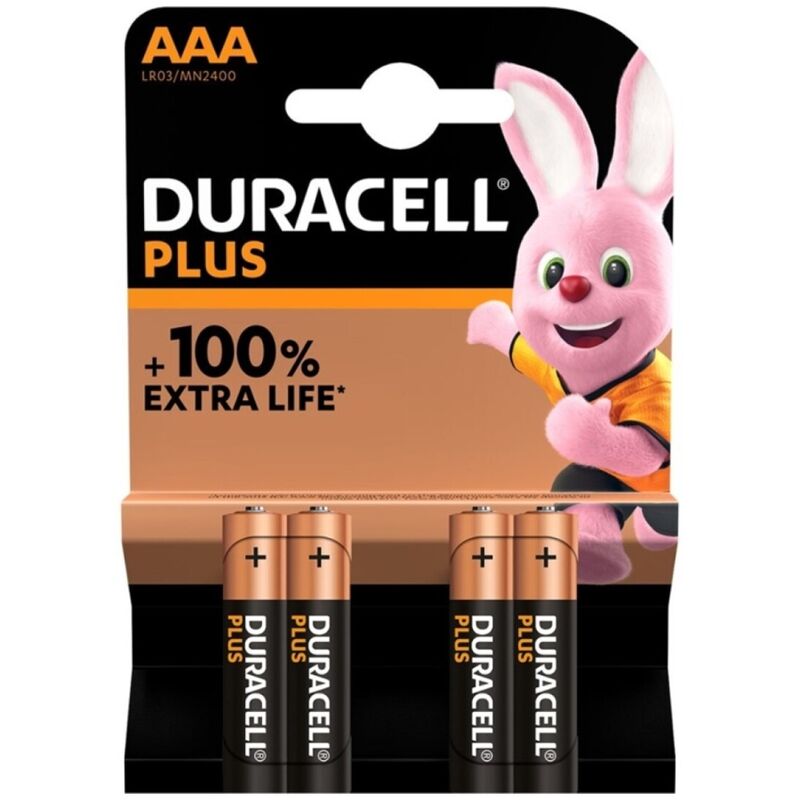 DURACELL - ALKALINE BATTERY PLUS POWER 100 AAA LR03 4 UNITS