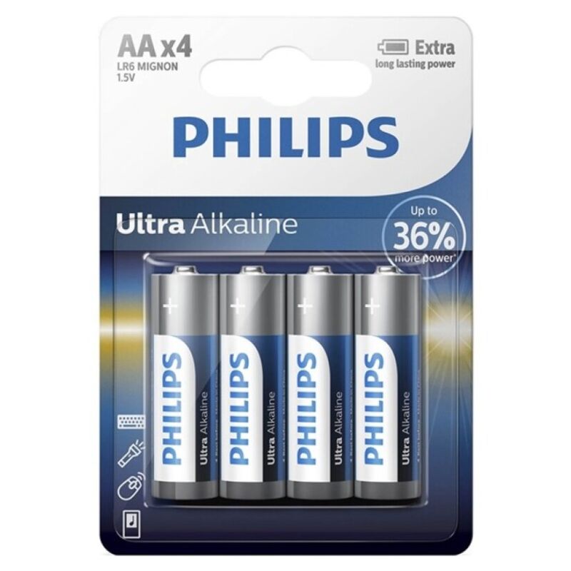 PHILIPS - BATTERIA ULTRA ALCALINA AA LR6 4 UNITÀ