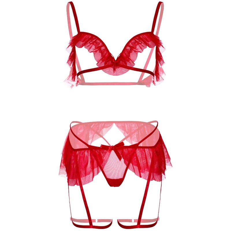 LEG AVENUE - THREE PIECE SET BRA, PING AND BRA