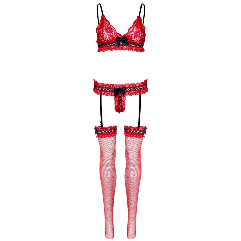 LEG AVENUE - ONE SIZE THREE PIECE SET - RED