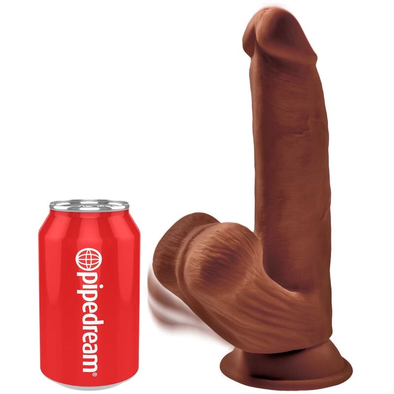 KING COCK - PLUS GODE 3D BALLES OSCILLANTES 24,5 CM MARRON