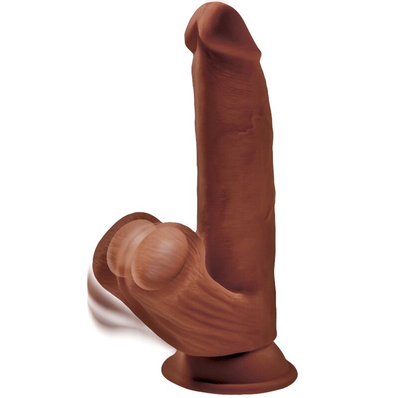 KING COCK - PLUS GODE 3D BALLES OSCILLANTES 24,5 CM MARRON
