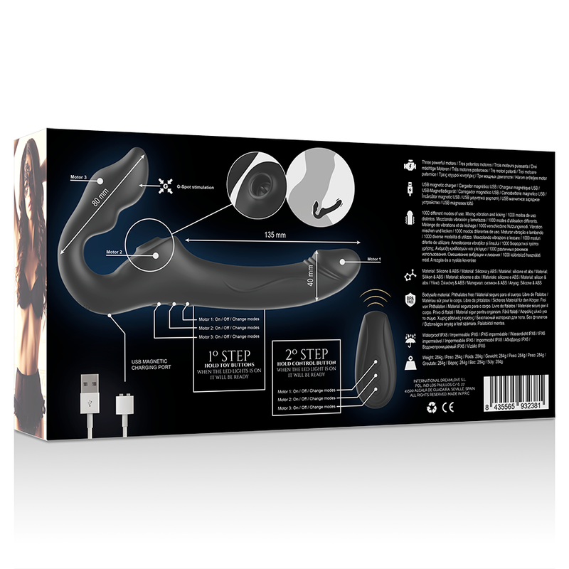 IBIZA - STRAPLESS VIBRATOR REMOTE CONTROL 3 ​​MOTORS 1000 COMBINATIONS.