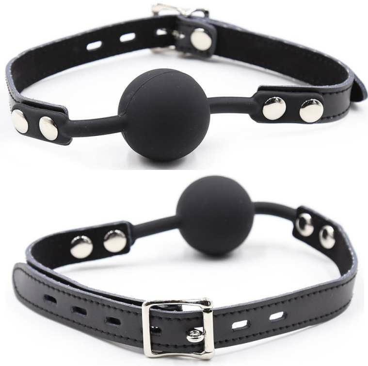 OHMAMA FETISH - SILICONE BALL GAG WITH LEATHER BELT (LOCK INCLUDED)