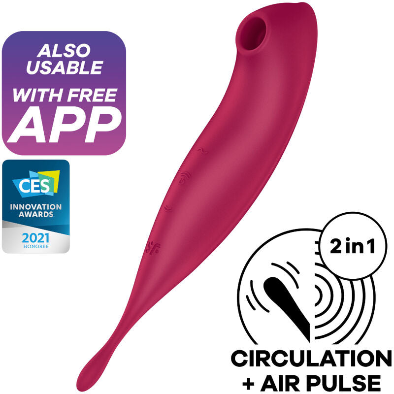 SATISFYER - STIMULATEUR ET VIBRATEUR TWIRLING PRO+ ROUGE