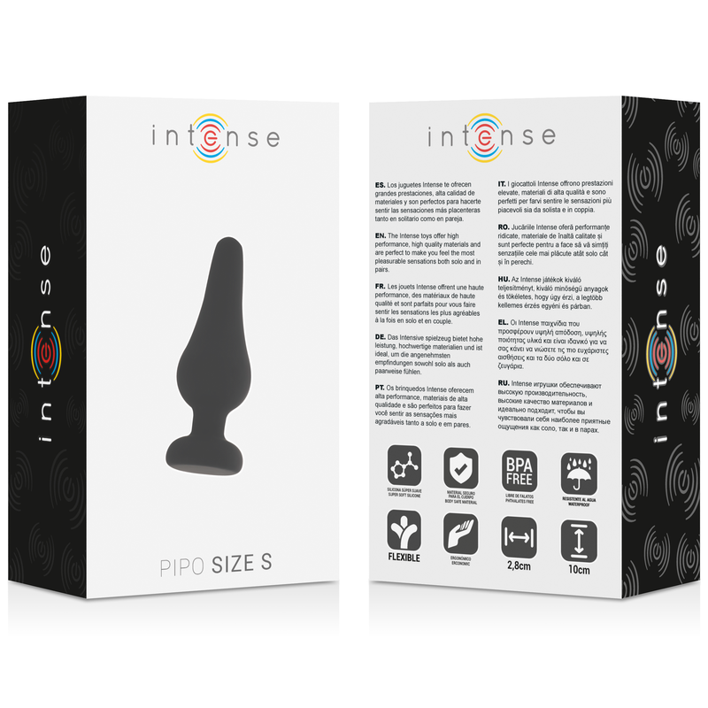 INTENSE - PIPO S BLACK SILICONE 9.8 CM BUTT PLUG