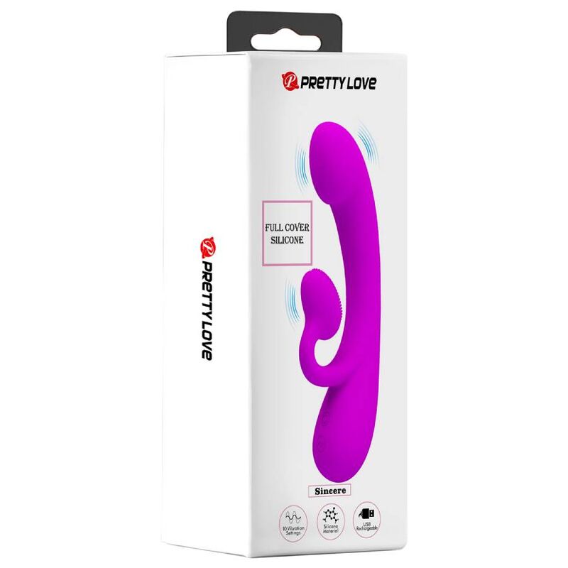 PRETTY LOVE - VIBRATEUR SINCERE ET VENTOUSE CLITO EN SILICONE VIOLET