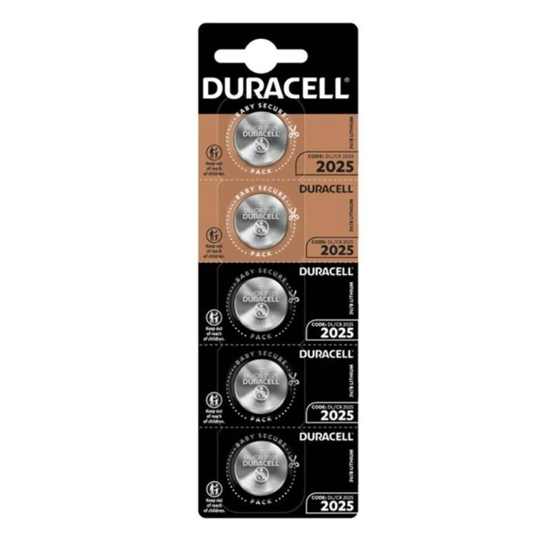 DURACELL - BATTERIA BOTTONE LITIO CR2025 3V 5 UNIT