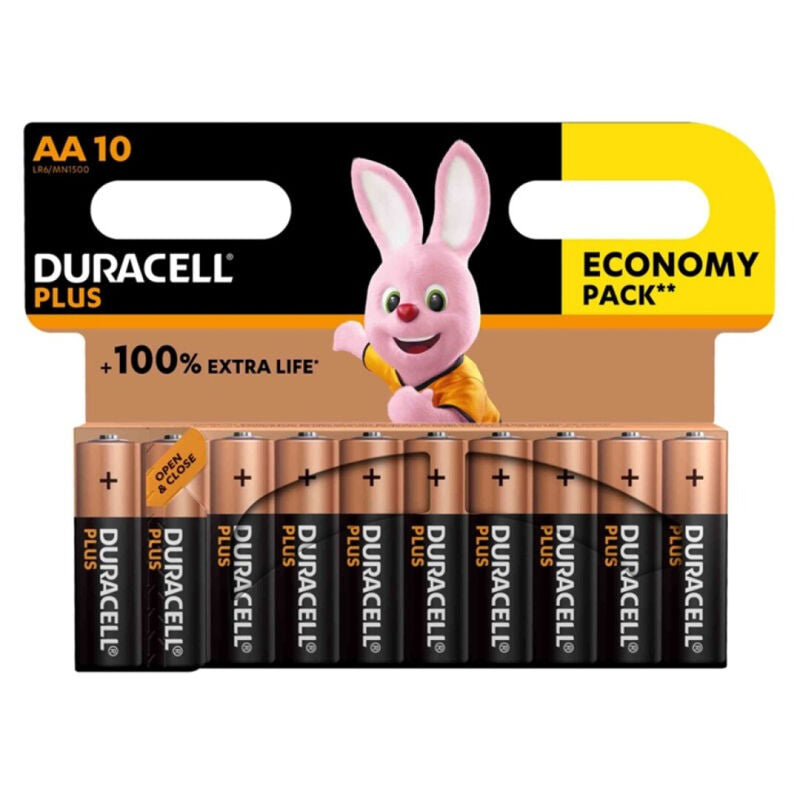 DURACELL - BATTERIA ALCALINA PLUS POWER 100 AA LR6 10 UNIT