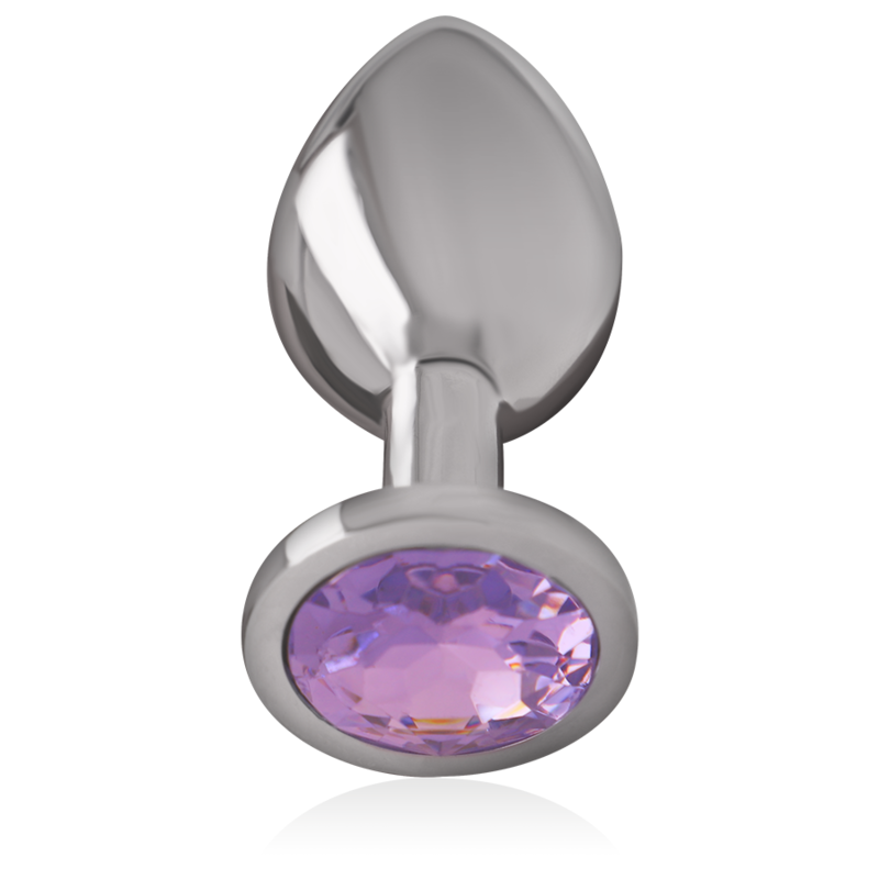 INTENSE - METAL ALUMINUM BUTT PLUG WITH PURPLE CRYSTAL SIZE L