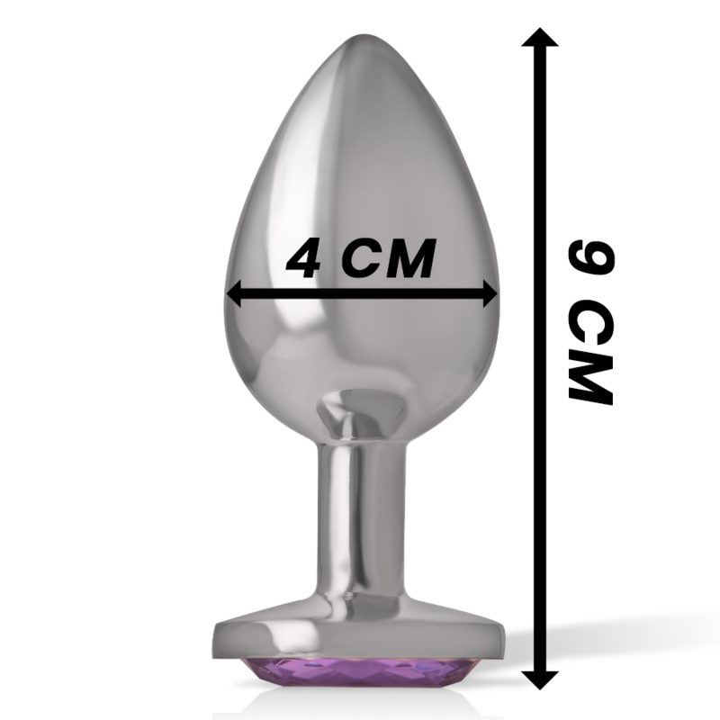 INTENSE - METAL ALUMINUM BUTT PLUG WITH PURPLE CRYSTAL SIZE L