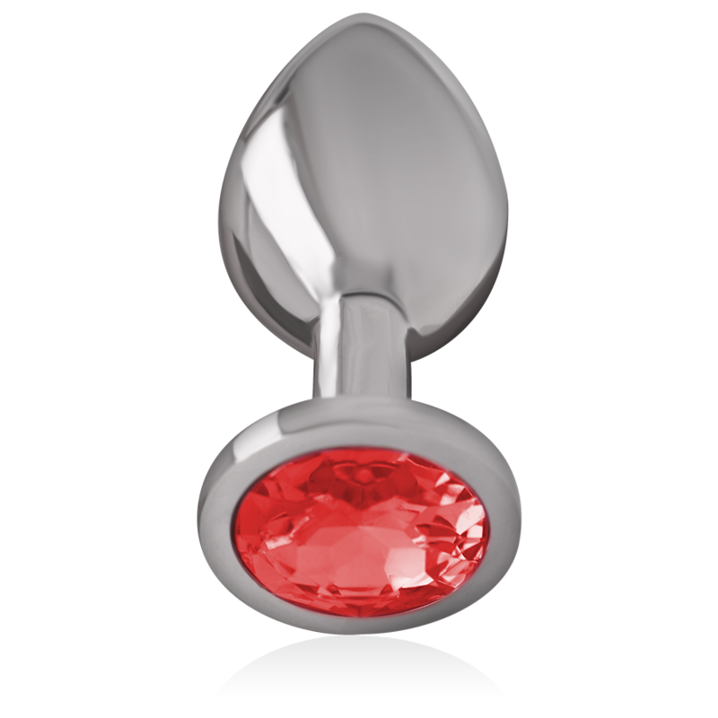 INTENSE - METAL ALUMINUM BUTT PLUG WITH RED CRYSTAL SIZE L